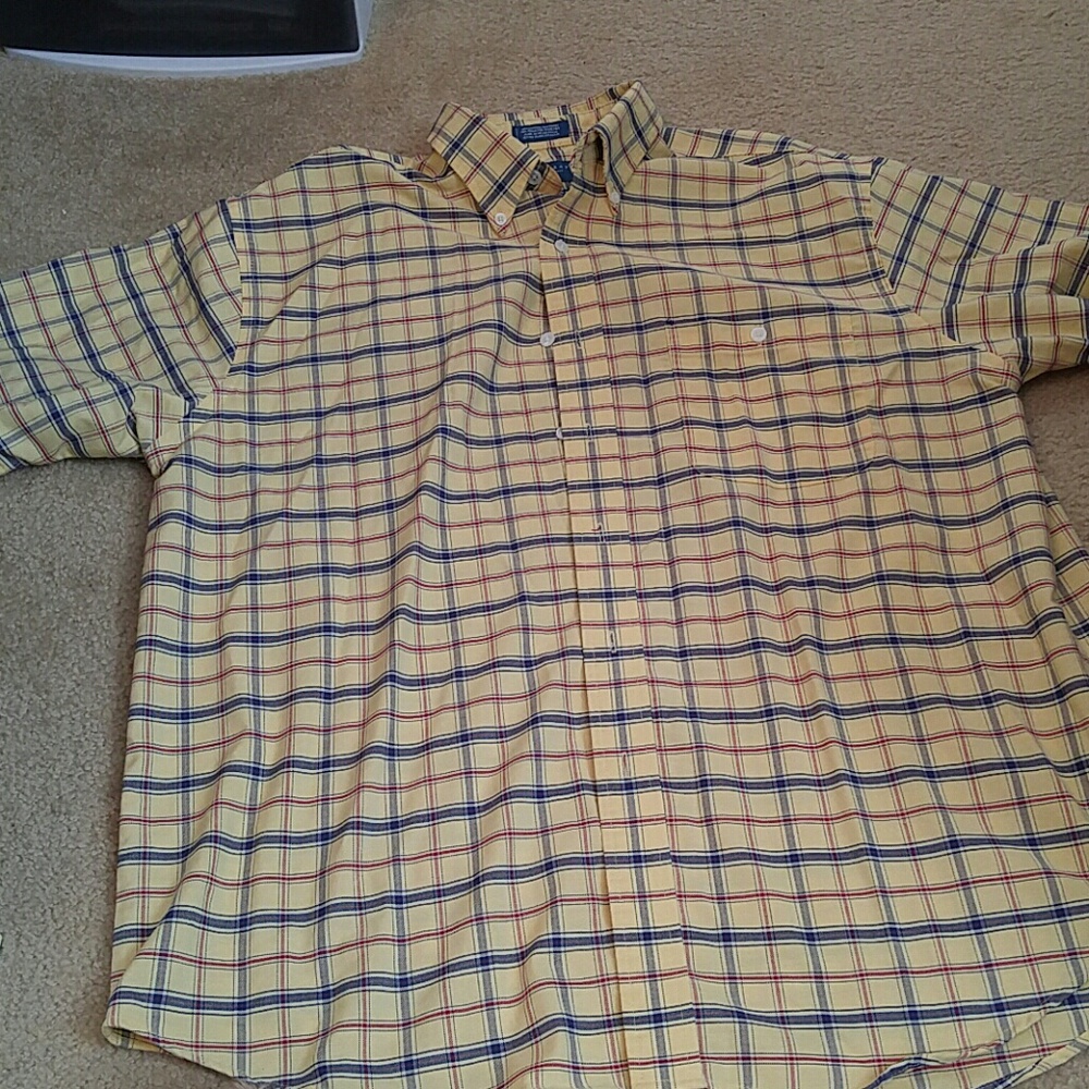 Town Craft SS Plaid Button Shirt Yellow  L